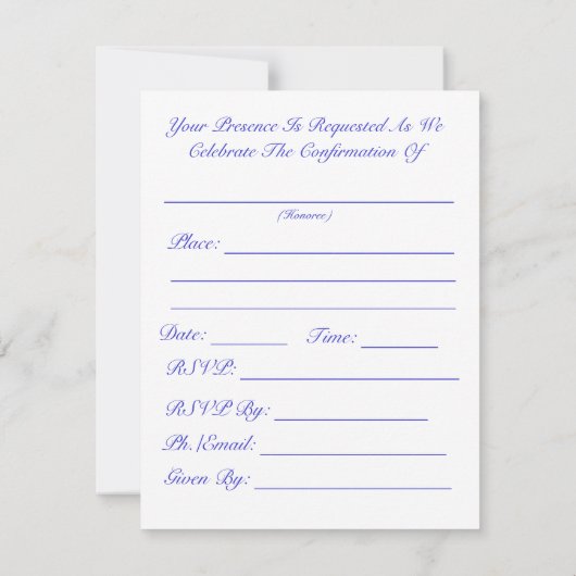 Bevestigingsuitnodiging Kaart (Achterkant)