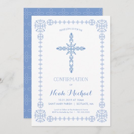 Bevestigingsuitnodiging, legant nodigt uit met kru kaart (Voorkant / Achterkant)