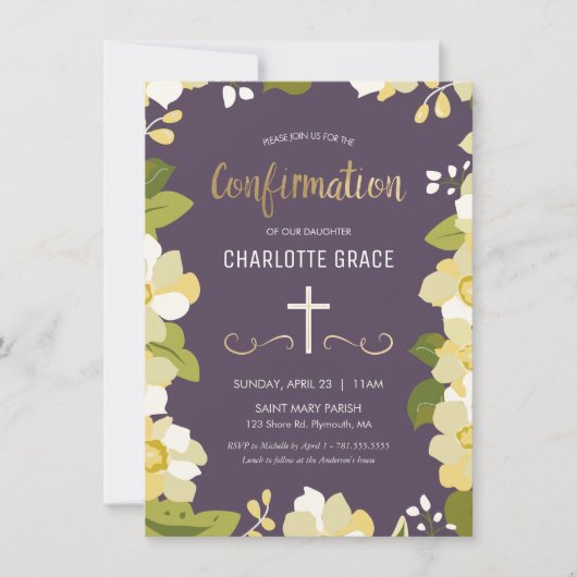 Bevestigingsuitnodiging, Meisje, Op maat Kaart (Voorkant)