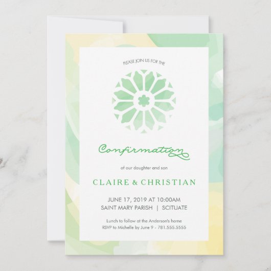 Bevestigingsuitnodiging, meisjes of jongens (tweel kaart (Voorkant)