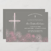 Bevestigingsuitnodiging - Uitnodigen met kruis, bl Kaart (Voorkant / Achterkant)