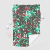 Bevlekt aquamarijn en rood, bevuild met dof zwart golfhanddoek (Insitu)