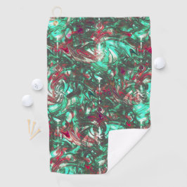 Bevlekt aquamarijn en rood, bevuild met dof zwart golfhanddoek