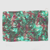 Bevlekt aquamarijn en rood, bevuild met dof zwart golfhanddoek (Horizontaal)