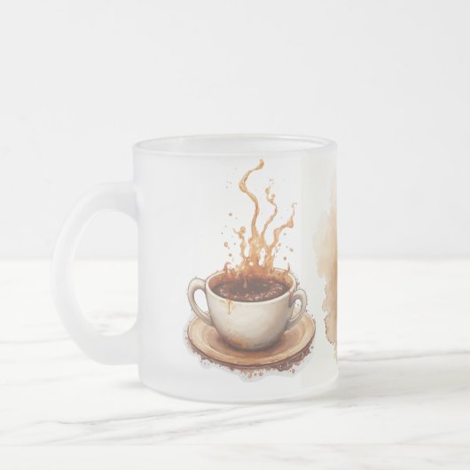 Bevlekt met koffie matglas koffiemok (Links)