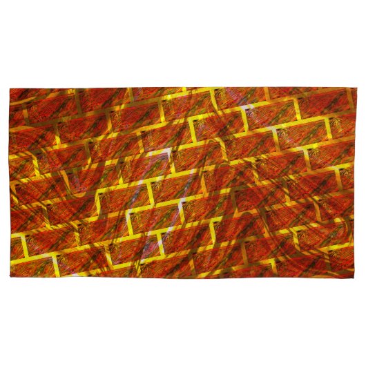 Bevlekt rood, gekrast, gouden net of kussensloop (Voorkant-Links)