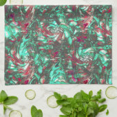 Bevlekte aquamarijn en rood, bevuild met dof zwart theedoek (Gevouwen)