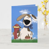 bevlekte hond met de humor van de kaart (Gele Bloem)