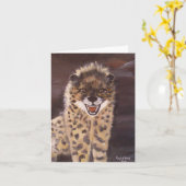 "Bevlekte Hyena" Verticale Notecard Kaart (Gele Bloem)