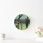 Bevlekte Rode en Zwarte Libel Ronde Klok (Huis)