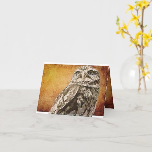 Bevlekte Uil Notecard Kaart (Gele Bloem)