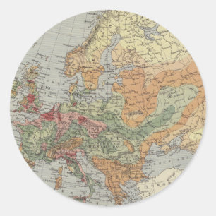 Bevolkingsdichtheid Europese kaart Ronde Sticker