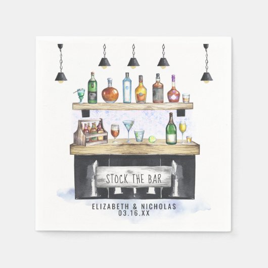 Bevoorraad de bar | Persoonlijke couples bruilofts Servet (Voorkant)
