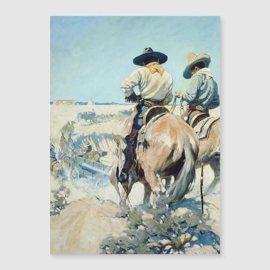 Bevoorradingswagen Western Art door NC Wyeth Magnetische Uitnodiging (Voorkant)