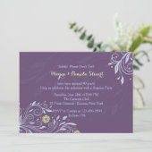 Bevoorrechte Paarse Floral Uitnodiging (Staand voorkant)
