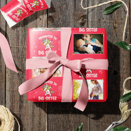 Bevorderd aan Big Sister Unicorn 5 Foto + Tekstroz Cadeaupapier