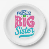 Bevorderd aan grote zuster, nieuw babyzusje onthul papieren bordje (Voorkant)