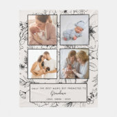 Bevorderd aan oma Blush botanische fotocollage Fleece Deken (Voorkant)