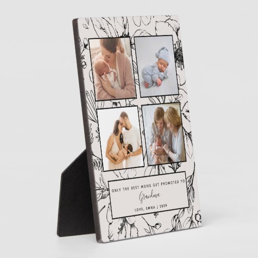 Bevorderd aan oma Blush botanische fotocollage Fotoplaat (Zijkant)