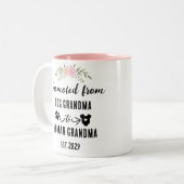 Bevorderd van grootmoeder naar grootmoeder tweekleurige koffiemok (Voorkant links)