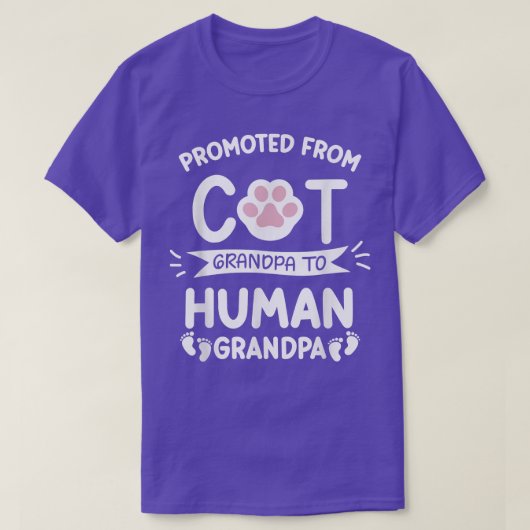 Bevorderd van kattenopa naar menselijke opa Baby e T-shirt (Design voorkant)