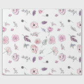 Bevordering Bohemian Floral Boho Girl Pink Cadeaupapier (Vlak)