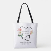 Bevordering van de zorgverlener Floral Stethoscoop Tote Bag (Achterkant)