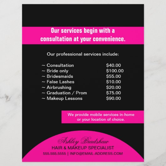 Bevordering van het Haar- en Makeup-armmonogram Flyer (Achterkant)