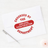 Bevordering van ontevredenheid en saaie banen bij ronde sticker (Envelop)