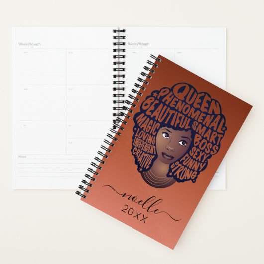 Bevordering van zwarte vrouwen, koperen bruin planner (Display)