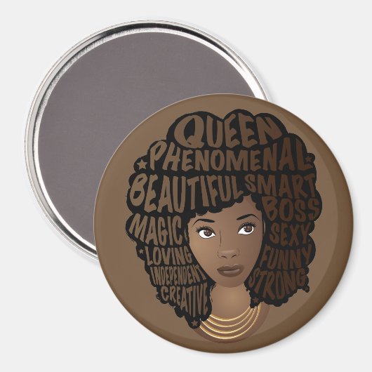 Bevordering van zwarte vrouwen, natuurlijk haar, b magneet (Voorkant / Achterkant)