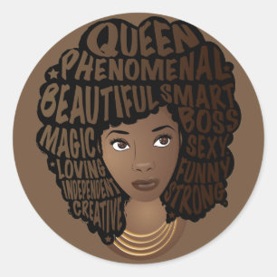 Bevordering van zwarte vrouwen, natuurlijk haar, b ronde sticker