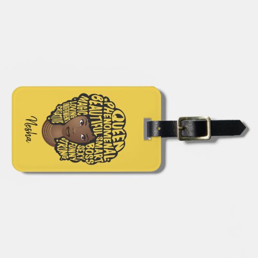 Bevordering van zwarte vrouwen, natuurlijk haar |  bagagelabel (Voorkant horizontaal)