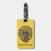 Bevordering van zwarte vrouwen, natuurlijk haar |  bagagelabel (Achterkant verticaal)