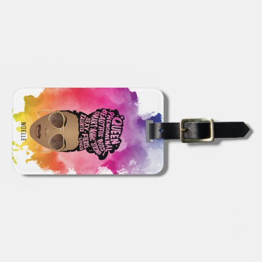 Bevordering van zwarte vrouwen, natuurlijk haar, W Bagagelabel (Voorkant horizontaal)