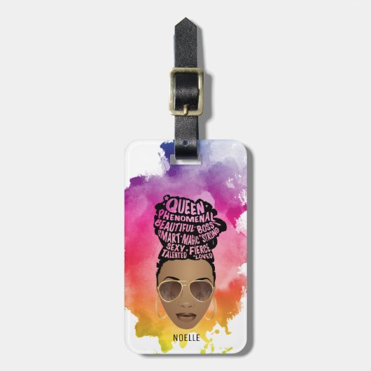 Bevordering van zwarte vrouwen, natuurlijk haar, W Bagagelabel (Voorkant verticaal)