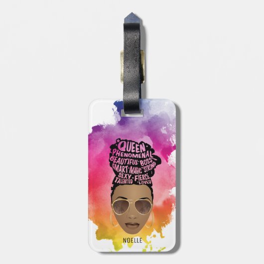 Bevordering van zwarte vrouwen, natuurlijk haar, W Bagagelabel (Achterkant verticaal)