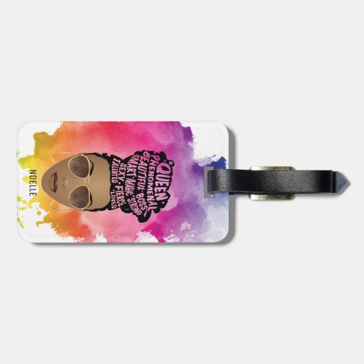 Bevordering van zwarte vrouwen, natuurlijk haar, W Bagagelabel (Achterkant horizontaal)