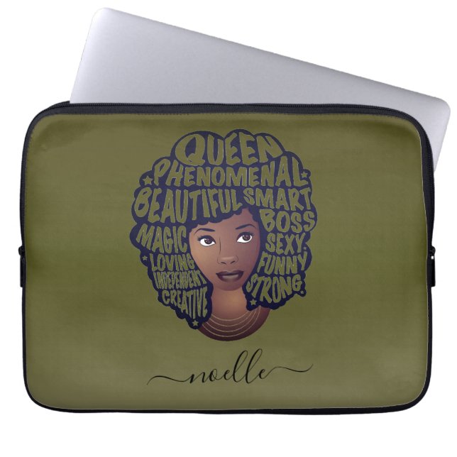 Bevordering van zwarte vrouwen, Olijfgroen Laptop Sleeve (Voorkant)