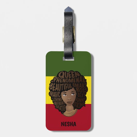 Bevordering van zwarte vrouwen, rode gele groene s bagagelabel (Achterkant verticaal)