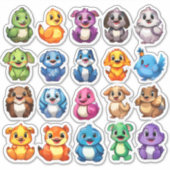 Bevredigende set van cartoon dierlijke stickers (Voorkant)