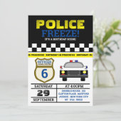 Bevriezen! Verjaardagsfeest van de politieagent Kaart (Staand voorkant)