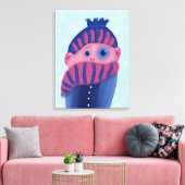 bevriezing van Kind met Pet en karf in de koude wi Canvas Afdruk (Insitu (Woonkamer))