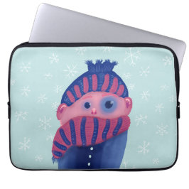bevriezing van Kind met Pet en karf in de koude wi Laptop Sleeve
