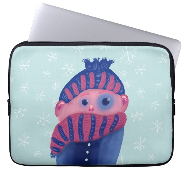 bevriezing van Kind met Pet en karf in de koude wi Laptop Sleeve (Voorkant)