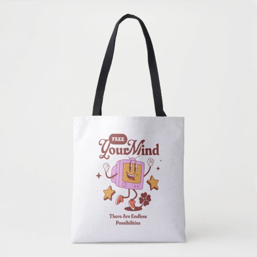 Bevrijd je geest Retro Mascot Tote Bag (Voorkant)