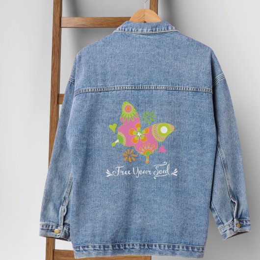 Bevrijd je Ziel Levendige Vlinder Denim Jas Jacket
