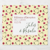 Bevrijdingsroze bloemen met crèmeachtergrond sparkling wijnetiket (Enkel label)