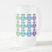 Bevrokken glas - Cute Rainbow Owl Pattern Matglas Bierpul (Voorkant rechts)