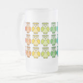 Bevrokken glas - Cute Rainbow Owl Pattern Matglas Bierpul (Voorkant links)
